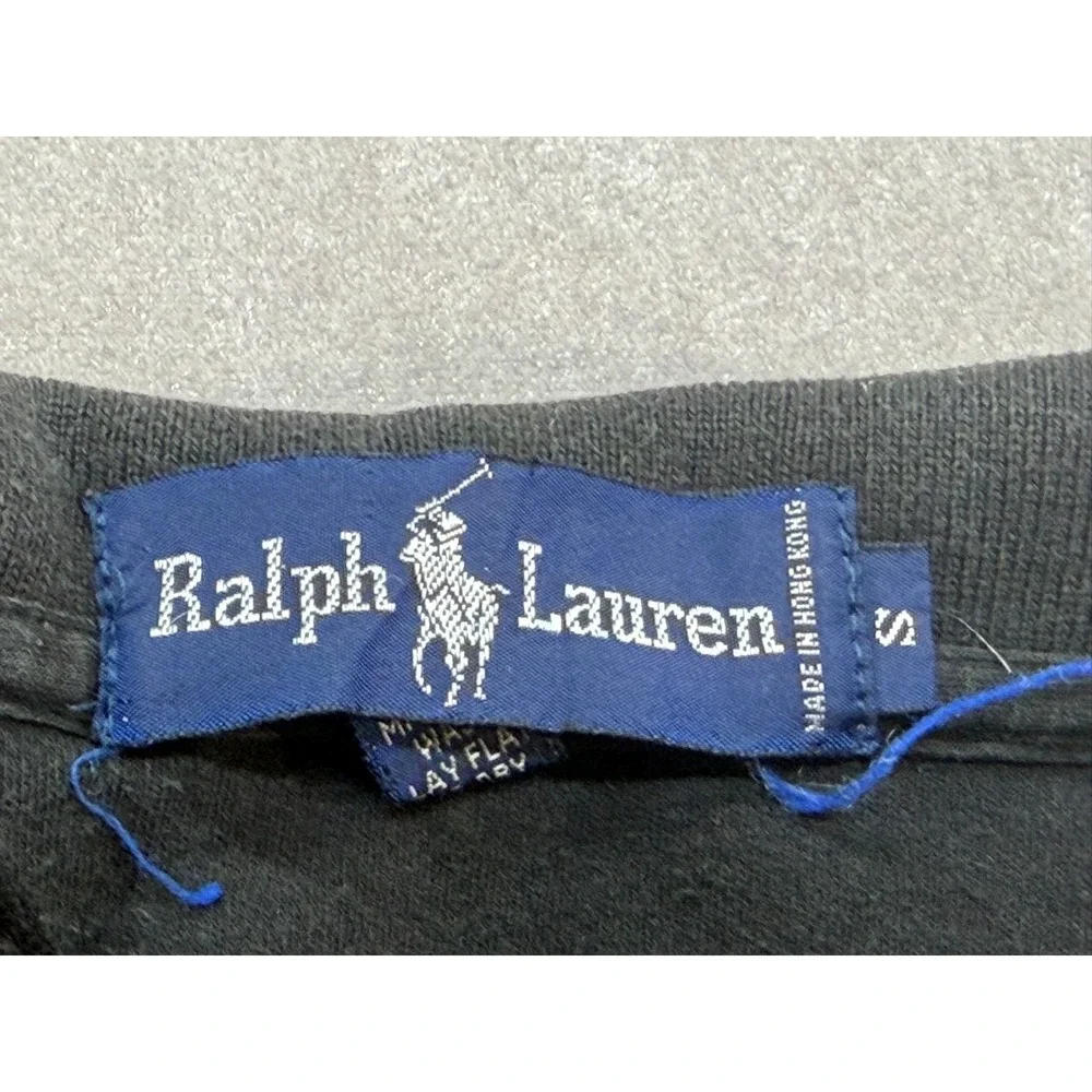 Ralph Lauren Women Polo Shirt Black Red Pony 100% Cotton Size‎ Small